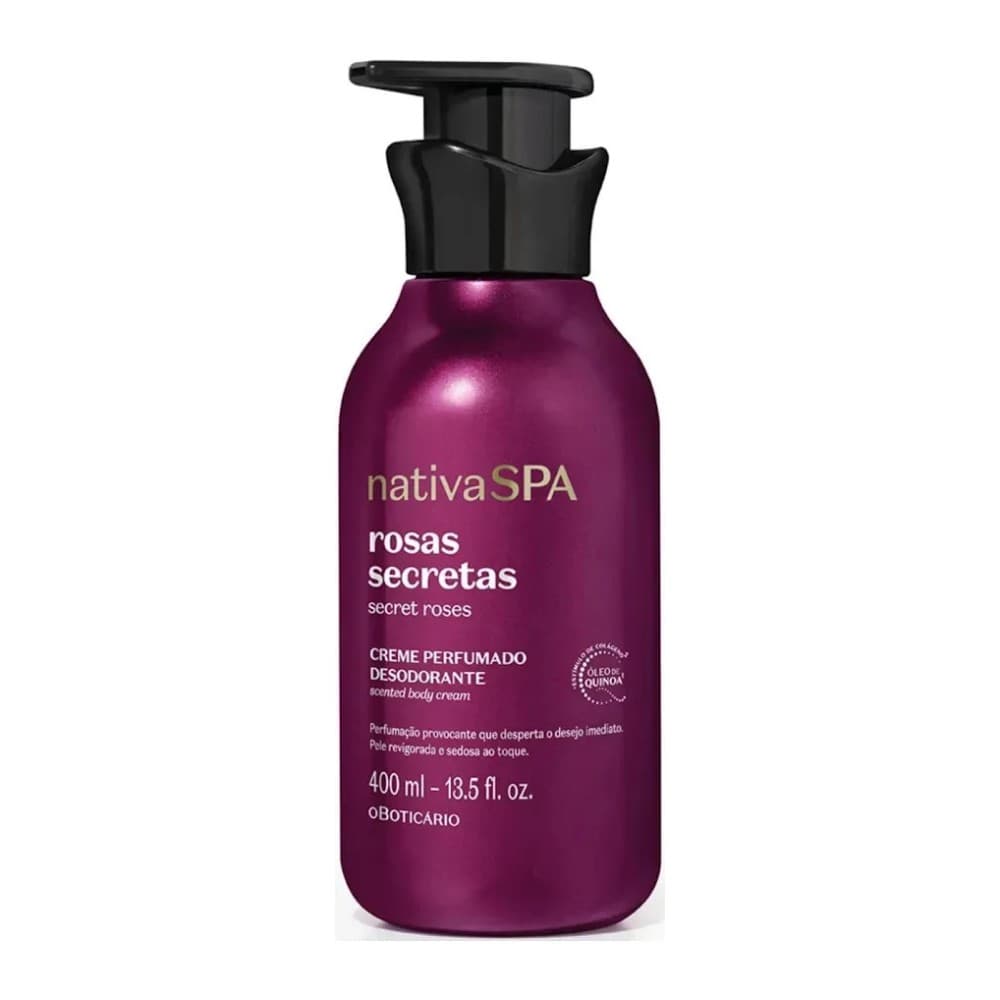 Rosas Secretas de Boticário SPA Nativa Creme Corporal Hidratante com Dispensador 400 mL